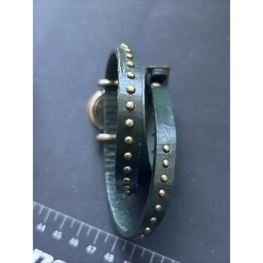 Bronze Tone Forest Green Wrap Style Band Quartz Watch